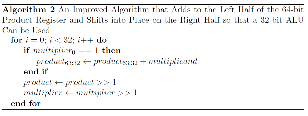 Multiplication using a 32-bit ALU